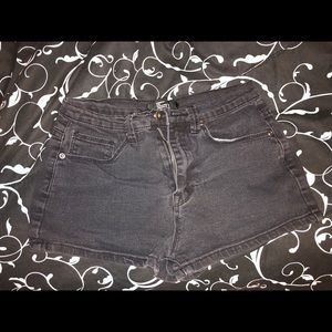 High Waisted Jean Shorts- Black